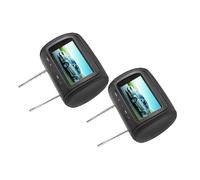 Pongnas Moniteur D'appui-tête, Lecteur Vidéo LCD HD 7 Pouces avec Télécommande sans Fil, 2 écrans pour Lecteur DVD D'appui-tête de Voiture, ABS Noir Universel