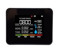 Pongnas Moniteur Professionnel de qualité D'air, Détecteur de CO2 avec Capteurs HCHO, TVOC, PM2.5, PM10, Température et humidité, pour Maison, Bureau, Voiture et Zone pour Animaux (BLACK)