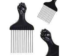 Pongnas Peigne à Cheveux Afro Insert Cheveux Bouclés Brosse Fourchette en Plastique Peigne à Antistatique Outil de Coiffure Noir Argent 15 X 7,5 Cm 1 X à Afro
