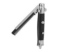 Pongnas Peigne, Brosse à Cheveux Pliante en Métal et Plastique avec 2 Boutons Poussoirs, Tête Ronde Brillante pour la Coiffure et le Transport Portable