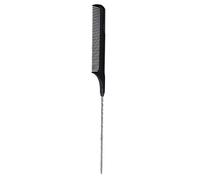 Pongnas Peigne de Coiffure Professionnel, Peigne à Dents Rondes pour Salon de Coiffure et Usage Domestique, avec Pointe Pointue en Alliage en Spirale et Tête Chauffante, 8,3 Pouces (BLACK)