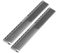 Pongnas Peigne de Coupe de Cheveux Professionnel Léger, Outil de Coiffure de Peigne de Coiffure de Salon en Acier Inoxydable pour un Peignage Facile, Ensemble de 2 Pièces avec un Design (BLACK)