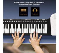 Pongnas Piano Clavier Portable, Piano Piano Pliable Piano pour Clavier avec Haut-parleurs Intégrés et Prise de Sortie de 3,5 Mm 49 Touches de Clavier électronique Rolling Up Piano pour (White)