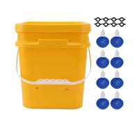 Pongnas Poulet Waterer, Automatic Chicken Waterer Chicken Feeder Wabing Drinking Equimnt avec Un Seau à Main de 12 L (Seau + Grand Bol Bleu + Vis Noires)