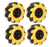 Pongnas Roue Mecanum, Pièces de Voiture Robot Omnidirectionnelles Compatibles avec Les Blocs de Construction, Revêtement en Caoutchouc Jaune Noir pour Moteurs TT, Accessoires de Voiture (Deux Paires)