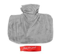 Pongnas Sac D'eau Chaude, Bouillotte D'isolation Thermique en PVC Plus épais de Grande capacité de 1500 Ml avec Housse en Flanelle Douce, pour Soulager les Douleurs D'estomac et de Dos (GRAY)