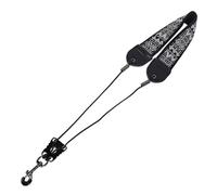 Pongnas Sangle de Cou de Saxophone Brodée pour Alto et avec Longueur et Crochet de Protection - Accessoire Musical (TS-10 Noir Blanc Broderie)