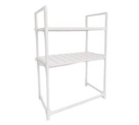 Pongnas Support de Four à -Ondes à 2 Niveaux - Support de Rangement de Cuisine en Acier au Carbone avec 8 Crochets et Poignée Ergonomique, Gain de Place sur -Ondes pour Four Grille-Pain, Friteuse,