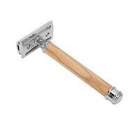 Pongnas Tête de Couteau d'étanchéité Manuelle Double Face, Raccord étroit Antidérapant, avec Manche en Bois D'olivier en Laiton et Alliage de Zinc, pour Hommes et Femmes, Rasage de la (SILVER)