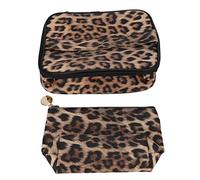 Pongnas Trousse de Maquillage Imprimée Léopard, Pochette Cosmétique de Grande capacité, Trousse de Lavage de Voyage Portable