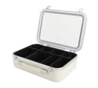 Pongnas Trousse de Maquillage Miroir LED USB Rechargeable 3 Couleurs étui à Cosmétiques Voyage