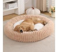 Pongpai Lit orthopédique doux et chaud en forme de beignet pour chien de petite, moyenne et grande taille, en forme de beignet, doux et chaud, avec botto antidérapant (3XL-120 cm, abricot)