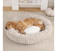 Pongpai Lit orthopédique doux et chaud en forme de beignet pour chien de petite, moyenne et grande taille, en forme de beignet, doux, chaud, avec botto antidérapant (L-80 cm, gris clair)