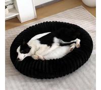 Pongpai Lit orthopédique doux et chaud en forme de beignet pour chien de petite, moyenne et grande taille, en forme de beignet, doux, chaud, avec botto antidérapant (M-70 cm, noir)