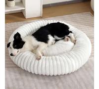 Pongpai Lit orthopédique doux et chaud en forme de beignet pour chien de petite, moyenne et grande taille, en forme de beignet, doux, chaud, avec botto antidérapant (S-60 cm, blanc)