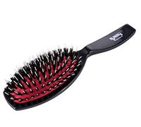 Ponik's Brosse à cheveux pneumatique pour extensions en poils de sanglier naturels et aiguilles en nylon - Noir
