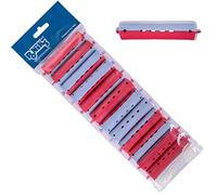 Ponik's Lot de 12 bigoudis permanents pour permanentes - 19 mm - Avec languettes en caoutchouc - Bleu et rouge