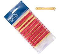 PONIK'S PROFESSIONAL - Ensemble de bigoudis pour permanente, lot de 12 bigoudis pour permanente, bigoudis à froid de 9 mm, petits bigoudis à goupilles en caoutchouc rond - Rouge Jaune