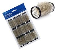 PONIK'S PROFESSIONAL Lot de 12 bigoudis en métal avec poils - 28 mm - Noir