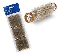 PONIK'S PROFESSIONAL Lot de 12 bigoudis en métal, rouleaux métalliques avec poils, bigoudis en métal, 13 mm, ensemble de bigoudis pour cheveux, bigoudis - Doré