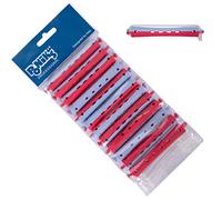 PONIK'S PROFESSIONAL Lot de 12 Bigoudis Permanents 11 mm - Petits avec Languettes en Caoutchouc Rondes - Bleu Rouge