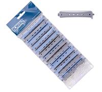 PONIK'S PROFESSIONAL Lot de 12 bigoudis pour permanente - Bigoudis pour permanente - Bigoudis permanents - 13 mm - Petits bigoudis avec languettes rondes en caoutchouc - Bleu gris
