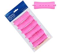 PONIK'S PROFESSIONAL Lot de 6 bigoudis pour permanente - Bigoudis pour permanente - 28 mm - Petits bigoudis avec languettes rondes en caoutchouc - Rose