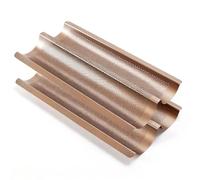 PONIXA Plaque de cuisson anti-adhésive en acier carbone perforée pour baguette française (2 Baguettes set of 2)