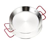PONIXA Poêle à paella en acier inoxydable avec poignées rouges (28 cm for 2-3 person set of 2)