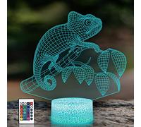 PONLCY Chameleon Lampe illusion 3D en forme de lézard LED pour enfants, décoration de chambre d'enfant, lampe de bureau, lampe de table, cadeau de Noël, d'anniversaire pour garçons et filles