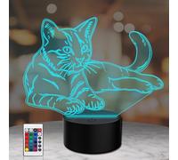 PONLCY Chat Lampe d'illusion 3D LED veilleuse, 7 couleurs clignotantes USB Toucher Capteur Chambre Lampes de bureau pour Des gamins Noël Anniversaire Cadeaux, Décoration d'intérieur