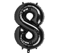 Ponmoo 40 Pouces Foil Ballon Chiffre 8 Noir (101cm), Gonflable Hélium ou Air, Géant Numéro 0-9, 10-29, 30-100, Grand Ballons pour Mariage, Décoration de Fête d'anniversaire