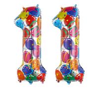 Ponmoo 40 Pouces Foil Ballons Chiffre 11 Multicolore (101cm), Gonflable Hélium ou Air, Géant Numéro 0-9, 10-29, 30-100, Grand Ballon pour Mariage, Décoration de Fête d'anniversaire