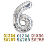 Ponmoo - Ballon Chiffre - 6 - argenté - 86 cm (gonflablé)