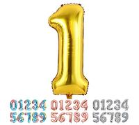 Ponmoo Foil Ballon Chiffre 1 Or, Grands Doré Numéro 0 1 2 3 4 5 7 8 10-19 20-29 30-39 40 50 60 70 80 90 100, Décoration de Ballons Géants pour Mariages Party et Anniversaires Fête
