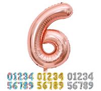 Ponmoo Foil Ballon Chiffre 6 Or Rose, Grands Numéro 0 1 2 3 4 5 7 8 10-19 20-29 30-39 40 50 60 70 80 90 100, Décoration de Ballons Géants pour Mariages Party et Anniversaires Fête