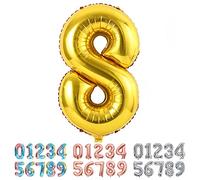 Ponmoo Foil Ballon Chiffre 8 Or, Grands Doré Numéro 0 1 2 3 4 5 7 8 10-19 20-29 30-39 40 50 60 70 80 90 100, Décoration de Ballons Géants pour Mariages Party et Anniversaires Fête