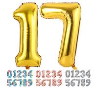 Ponmoo Foil Ballons Chiffre 17/71 Or, Grands Doré Numéro 0 1 2 3 4 5 7 8 10-19 20-29 30-39 40 50 60 70 80 90 100, Décoration de Ballon Géants pour Mariages Party et Anniversaires Fête