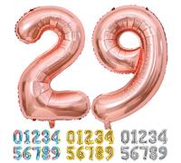 Ponmoo Foil Ballons Chiffre 29/92 Or Rose, Grands Numéro 0 1 2 3 4 5 7 8 10-19 20-29 30-39 40 50 60 70 80 90 100, Décoration de Ballon Géants pour Mariages Party et Anniversaires Fête