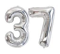 Ponmoo Foil Ballons Chiffre 37/73 Argenté, Grands Ballon Numéro 0 1 2 3 4 5 7 8 10-19 20-29 30-39 40 50 60 70 80 90 100, Décoration pour Mariages Party et Anniversaires Fête
