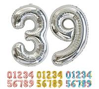 Ponmoo Foil Ballons Chiffre 39/93 Argenté, Grands Numéro 0 1 2 3 4 5 7 8 10-19 20-29 30-39 40 50 60 70 80 90 100, Décoration de Ballon Géants pour Mariages Party et Anniversaires Fête