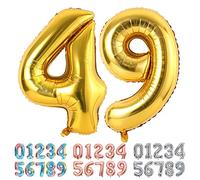 Ponmoo Foil Ballons Chiffre 49/94 Or, Grands Doré Numéro 0 1 2 3 4 5 7 8 10-19 20-29 30-39 40 50 60 70 80 90 100, Décoration de Ballon Géants pour Mariages Party et Anniversaires Fête
