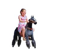 Ponnie Ebony M - Cheval à roulettes 107 cm pour Enfants 5-12 Ans, avance sans Pile, Selle Amovible, supporte 50 kg, crinière & Queue peignables