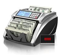 PONNOR Compteur d'argent avec comptage de billets de valeur, compteur de billets pour dollar, euro avec UV/MG/IR/DD/DBL/HLF/CHN détection de contrefaçon, mode ajouter/bat/valeur avec grand écran LCD