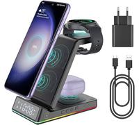 ponoseu 3 in 1 Inductive Charging Station for Samsung Galaxy S24 S23 S22 Ultra S21 S20 Galaxy Buds+ Pro, Wireless Charger for Galaxy Watch 5 pro/5/4/3