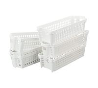 Ponpong Petit Paniers Panier de Rangement en Plastique Blanc, 6 Paquets