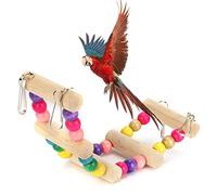 Pont à échelle pour Oiseaux, Pont Suspendu en Bois pour perroquets, Jouet d'escalade, Pont pivotant Arc-en-Ciel, hamac se Pliant Librement, Fourniture pour Petits et Moyens (6 * 18cm)
