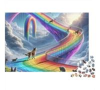 Pont Arc en Ciel Puzzle pour Adultes Puzzle 1000 Pièces Loup Papier Jeu de Puzzle 1000 Pièces Détente Décor Maison 38x26cm/1000pcs