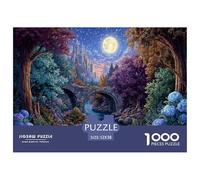 Pont au Clair de Lune Puzzle pour Adultes Puzzle 1000 Pièces Forêt Enchantée Détente Décoration Maison Cadeau 52x38cm/1000pcs