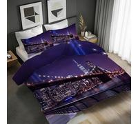 Pont Brook Housse de Couette 140x200 L'architecture De New York Parure de lit Réversible Microfibre Ensemble de Literie 1 Personne 3 pièces avec Fermeture Éclair et 2 Taies d'oreiller 65x65 1H496